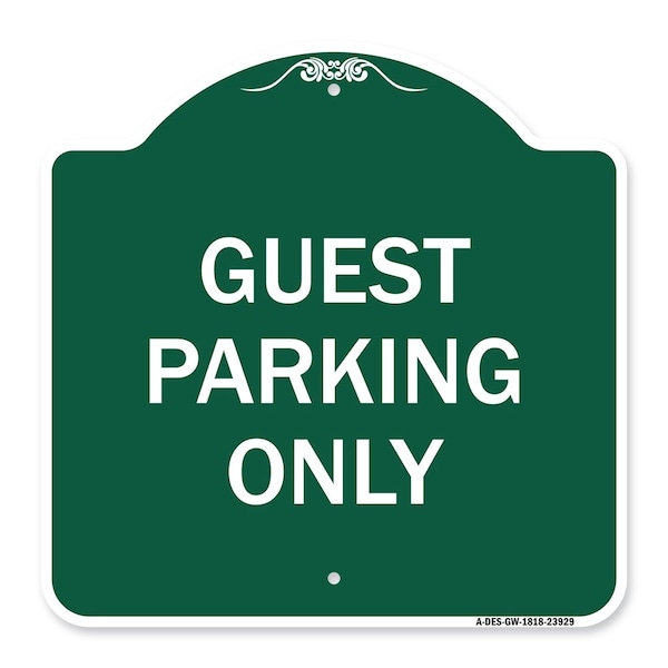 Signmission Designer Series Sign-Guest Parking Only, Green & White Aluminum Sign, 18" x 18", GW-1818-23929 A-DES-GW-1818-23929 - main